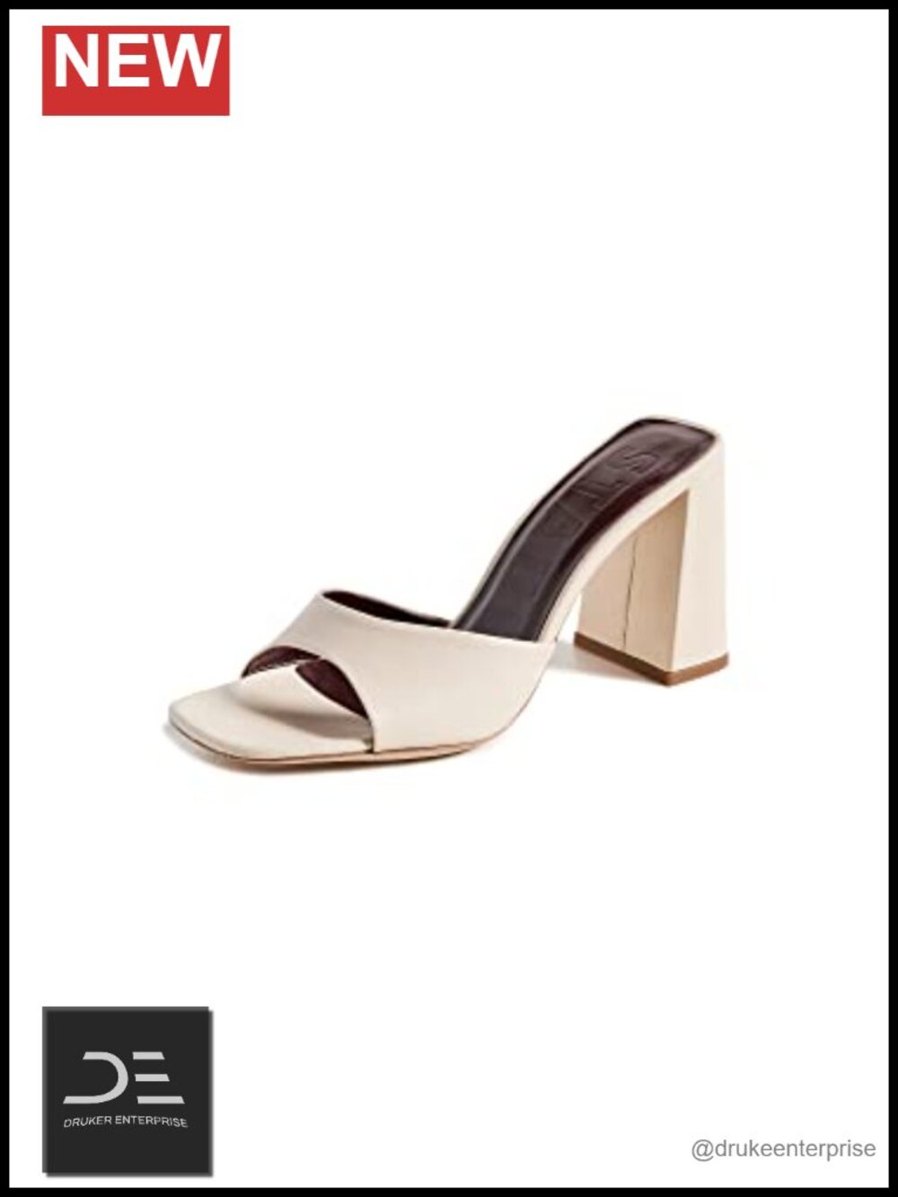 STAUD Sloane Heeled Sandals Leather Slide Ankle Strap 3.5in Heel